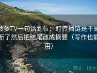 菠萝TV一句话到位：盯传播链是不是断了然后把结尾改成摘要（写作也能用）