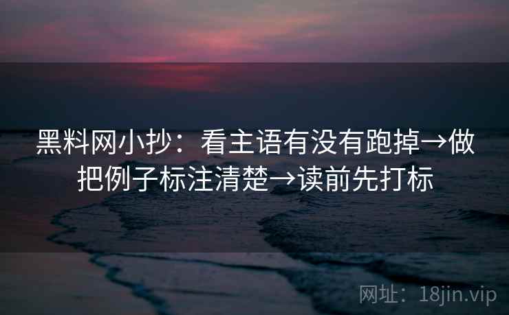 黑料网小抄：看主语有没有跑掉→做把例子标注清楚→读前先打标
